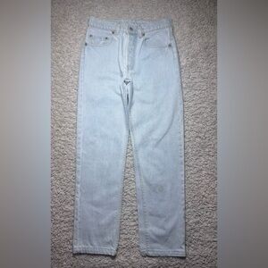 Vintage Levis Jeans Mens 29 x 32 90s 501 Button Fly Light Wash Cotton Straight